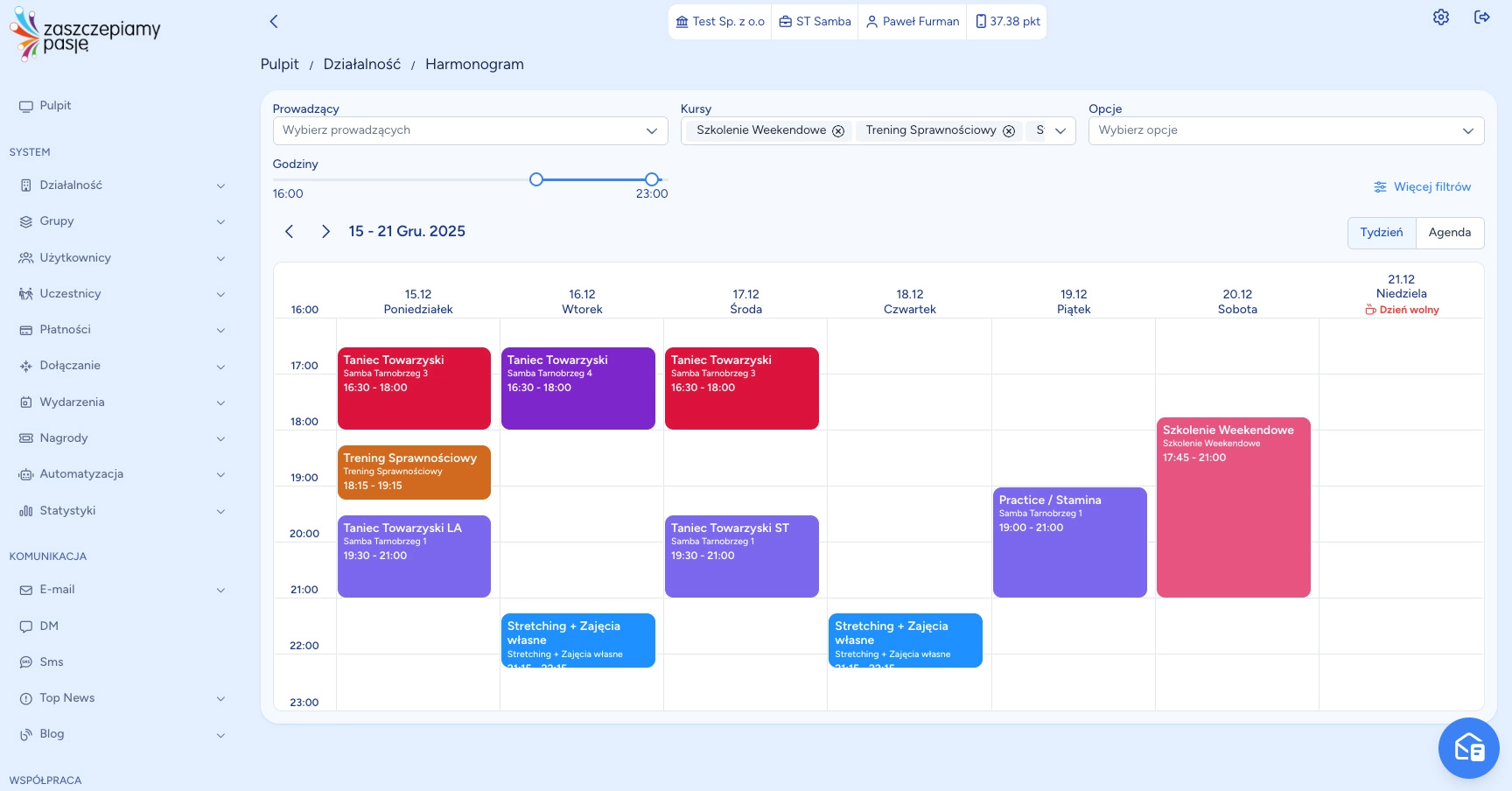 Zaszczepiamy Pasję - System do zarządzania szkołą tańca i zajęciami pozalekcyjnymi